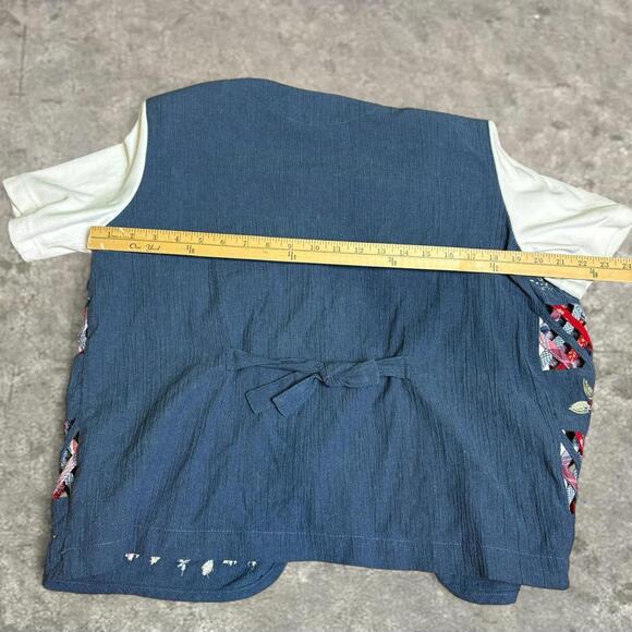Napa Valley vtg grandmacore embroidered floral vest top sz small white blue red - Picture 5 of 7